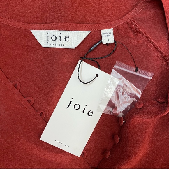 Joie Shariana Long Sleeve Silk Top Russet Brown Size Small - Picture 5 of 9